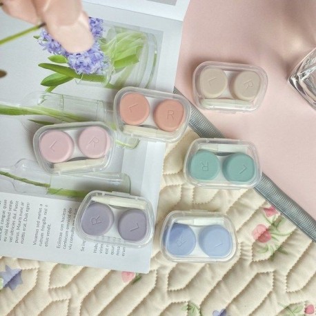 Szín: 1db szín véletlenszerű A - Mini kontaktlencse tok, egyszínű Lovely Travel Kit zseb, női könnyen hordozható