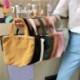 Szín: sárgabarack - Női alkalmi bevásárló táskák Japán stílusú Vintage egyszínű táskák kordbársony mini