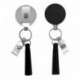 Fekete szín - 4 cm átmérőjű fém jelvénytekercs szilikon tollsapkával Kulcstartó típusa Staff Work Card Clip Pass