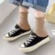 Fehér szín - Egyszínű japán divat középső cső zokni női fodros zokni Kawaii Lolita irodalmi retro vintage zokni tavasz