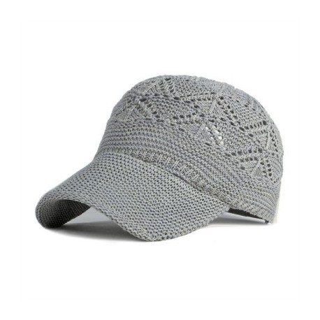 Szín: Szürke - Nyári női üreges baseballsapka légáteresztő kötősapkák ünnepi hálós sapkák Bone Gorras divatos,