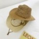 Szín: kávé - Nyári szalmakalap női kültéri strandkalap üreges Cowboy kalap cilinderes napvédő sapka Alkalmi Panama