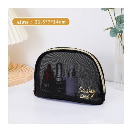 Szín: 3 - Fekete hálós női kozmetikai táska átlátszó utazási kozmetikai ecsetek szervező sminktáska rúzs piperecikk