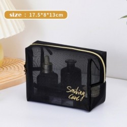 Szín: 4 - Fekete hálós női kozmetikai táska átlátszó utazási kozmetikumok ecsetek szervező sminktáska rúzs