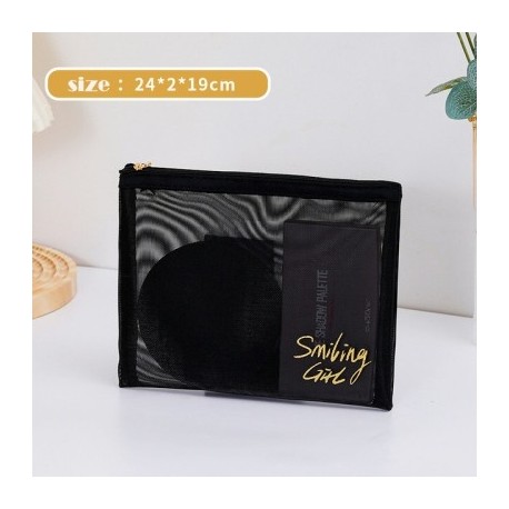 Szín: 5 - Fekete hálós női kozmetikai táska átlátszó utazási kozmetikai ecsetek szervező sminktáska rúzs piperecikk