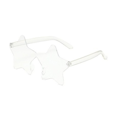 Lencsék színe: fehér - 1 db keret nélküli csillag alakú egyszínű szemüveg Cosplay szemüveghez Cool Disco szemüveg