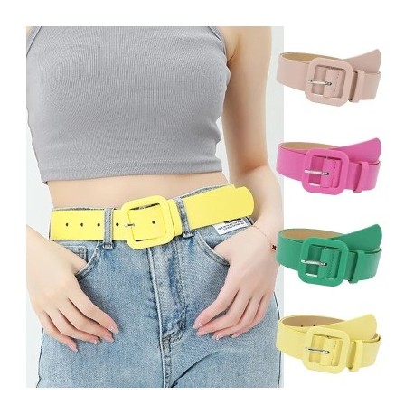 Szín: ég kék - 2023 Új 11 szín koreai stílusú négyzet alakú csat cukorka színes dekoratív öv női divat sokoldalú