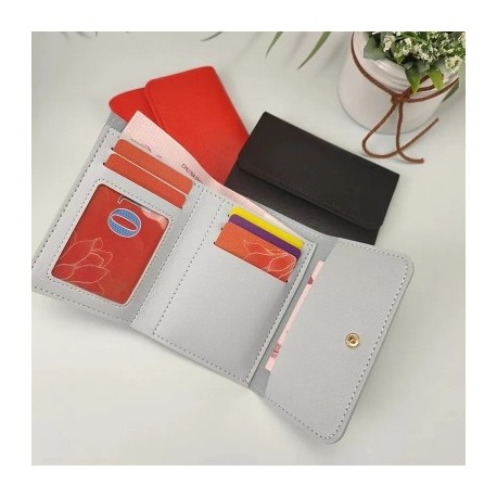 Szín: világos rózsaszín - Egyszerű, rövid pénztárca, bőr, háromszoros Hasp kártyatartó férfiaknak, nőknek,