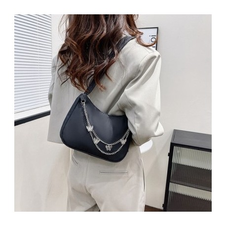 Fekete szín - Divat Butterfly Lánc Válltáskák Tote Luxus Designer Kézitáska Női Alkalmi Kuplung Trend Hónalj Hónalj