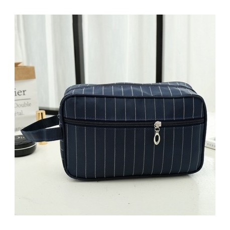 Szín: sötétkék - Csíkos kozmetikai táska Hordozható női sminktáska Férfi utazási piperecikkek Szervező Kézitáskák