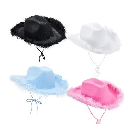 Piros szín - Western Cowboy kalap toll luxus széles karimájú cowgirl sapka Y2k Rózsaszín lányka lány születésnapi