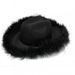 Fekete szín - Western Cowboy kalap toll luxus széles karimájú cowgirl sapka Y2k Rózsaszín lányka lány születésnapi