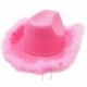 Szín: rózsaszín - Western Cowboy kalap toll luxus széles karimájú cowgirl sapka Y2k Rózsaszín lányka lány
