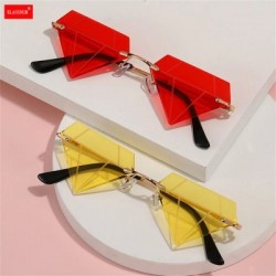 Lencsék színe: lila - Keret nélküli napszemüvegek női divatos gyémánt alakú napszemüvegek női férfi fém vicces