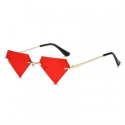 Lencsék színe: vörös - Keret nélküli napszemüvegek női divatos gyémánt alakú napszemüvegek női férfi fém vicces