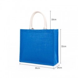 Szín: kék-M - Női összecsukható, újrafelhasználható bevásárlótáskák élelmiszerekhez Zsákvászon jutából
