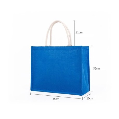 Szín: kék-L - Női összecsukható, újrafelhasználható bevásárlótáskák élelmiszerekhez Zsákvászon juta válltáska
