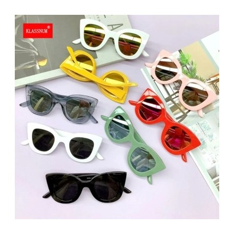 Lencsék színe: fehér-fekete - KLASSNUM Fashion Kids Cat Eye Napszemüvegek Vintage Oversized Nagy keretes Napszemüvegek