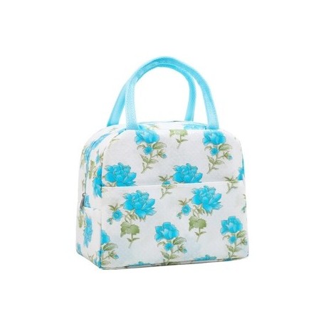 Szín: kék virág - Ebédtáska fogantyúja Vacsora szigetelő kézitáska Hűtőtasak Női Gyerekek Ebéddoboz Piknik utazási