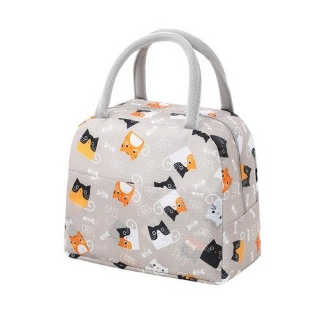 Szín: kat - Ebédtáska fogantyúja Vacsora szigetelő kézitáska Hűtőtasak Női Gyerekek Ebéddoboz Piknik utazási Reggeli