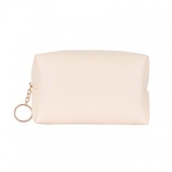 Szín: bézs - PU bőr utazó kozmetikai táska cipzáras sminktasak vízálló mosó piperecikk szervező pénztárca tároló