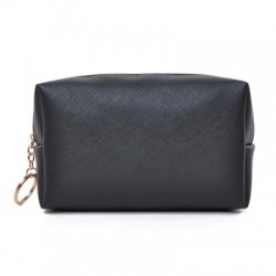 Fekete szín - PU bőr utazó kozmetikai táska cipzáras sminktasak vízálló mosó piperecikk szervező pénztárca tároló