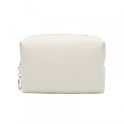 Szín: elefántcsont fehér - PU bőr utazó kozmetikai táska, cipzáras sminktasak vízálló mosó piperecikk szervező