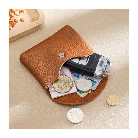 Szín: barna-S - Bőr mini boríték váltózseb egyszerű csat marhabőr nagy kapacitású kártyatartó női érme pénztárca