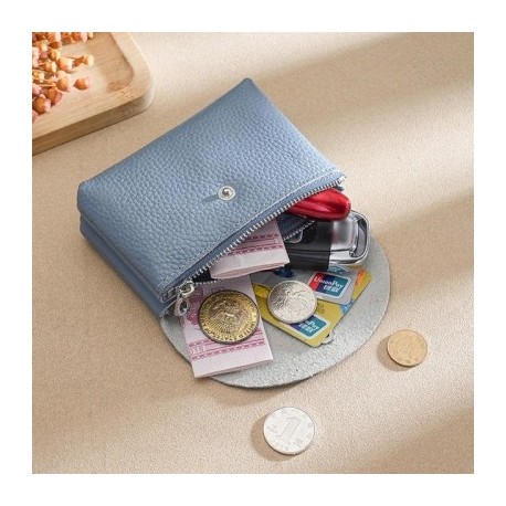 Szín: világoskék-L - Bőr mini boríték váltózseb egyszerű csat marhabőr nagy kapacitású kártyatartó női érme