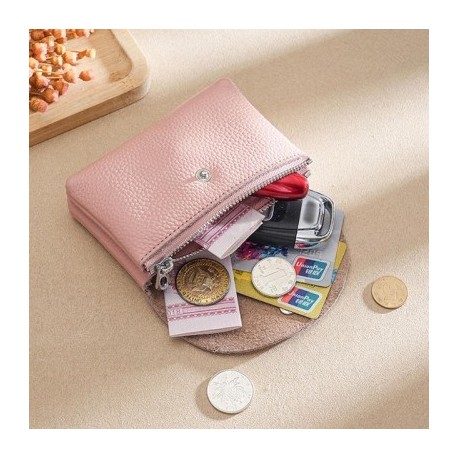 Szín: Pink-L - Bőr mini boríték váltózseb egyszerű csat marhabőr nagy kapacitású kártyatartó női érme pénztárca