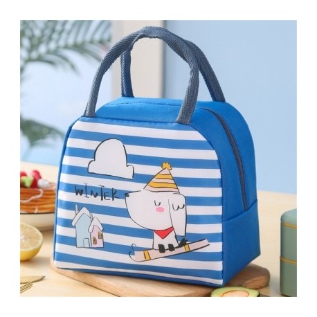 Szín: zafír kék - Hordozható, hőszigetelt termikus piknik élelmiszer-ebédtáska doboz Rajzfilm hordott élelmiszer friss