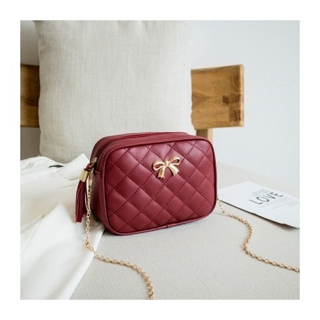 Szín: piros-A - Kis négyzetes hordtáskák Női divat Crossbody válltáska Luxus Lánc Kézitáska Rombusz Mintás Kamera