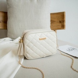 Szín: fehér-B - Kis négyzetes hordtáskák Női divat Crossbody válltáska Luxus Lánc Kézitáska Rombusz Mintás Kamera