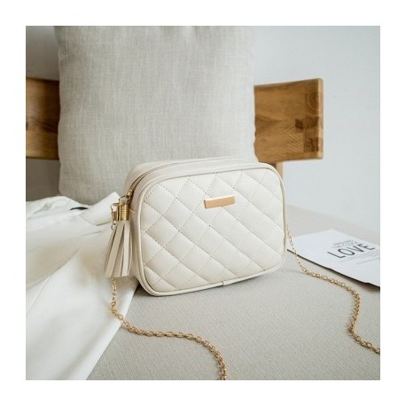 Szín: fehér-B - Kis négyzetes hordtáskák Női divat Crossbody válltáska Luxus Lánc Kézitáska Rombusz Mintás Kamera