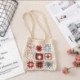 Szín: lila-32x26cm - Női Boho Szövött Tote Nyári Strand kézitáska Virágos kézzel készített szövés válltáskák
