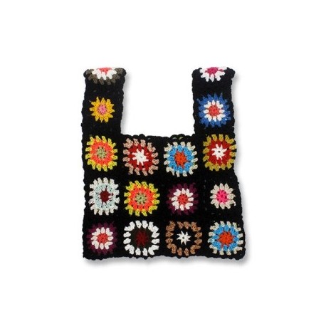 Szín: fekete-32x26cm - Női Boho Szövött Tote Nyári Strand kézitáska Virágos, kézzel készített szövés válltáskák