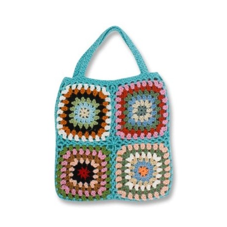 Szín: égszínkék-25x25cm - Női Boho Szövött Tote Nyári Strand kézitáska Virágos kézzel készített szövés