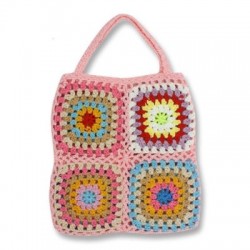 Szín: rózsaszín - 25x25 cm - Női Boho Szövött Tote Nyári Strand kézitáska Virágos kézzel készített szövés