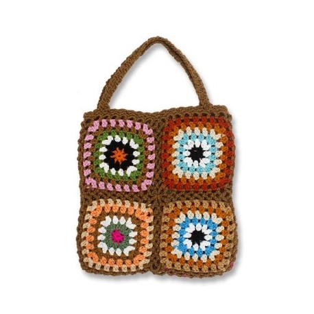 Szín: barna-25x25cm - Női Boho Szövött Tote Nyári Strand kézitáska Virágos, kézzel készített szövés válltáskák