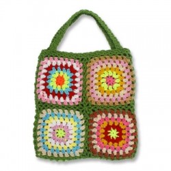 Szín: zöld - 25x25 cm - Női Boho Szövött Tote Nyári Strand kézitáska Virágos kézzel készített szövés válltáskák