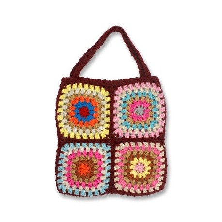 Szín: Borvörös-25x25cm - Női Boho Szövött Tote Nyári Strand kézitáska Virágos kézzel készített szövés