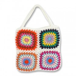 Szín: fehér - 25x25 cm - Női Boho Szövött Tote Nyári Strand kézitáska Virágos kézzel készített szövés