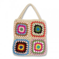 Szín: Sárgabarack-25x25cm - Női Boho Szövött Tote Nyári Strand kézitáska Virágos kézzel készített szövés