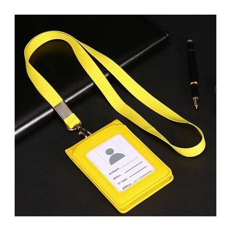 Szín: sárga 1db - PU bőr hitelkártya-tartó Alkalmazott neve személyi igazolvány borítója munkahelyi személyazonosító