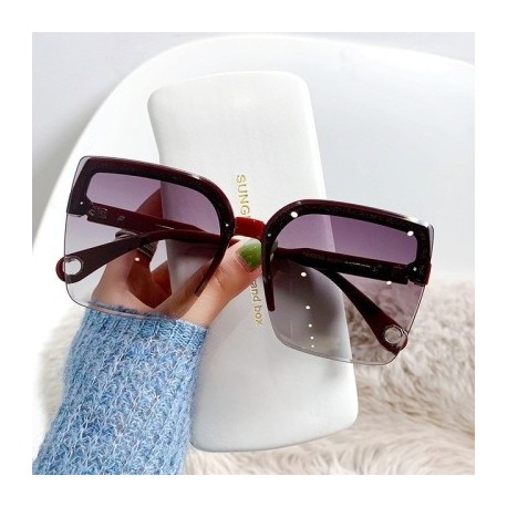 Lencsék színe: Vörös-gradiens szürke - 2023 Túlméretezett napszemüvegek női keret nélküli vintage négyzet alakú