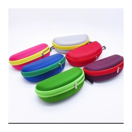 Piros szín - KLASSNUM hordozható EVA szemüveg tok karabiner kampóval színes napszemüveg kemény tok cipzáras szemüveg