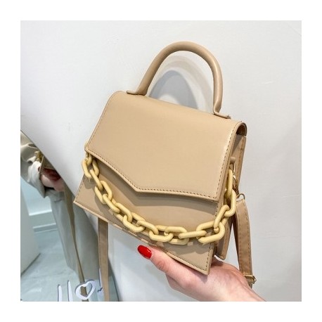 Szín: Khaki - Női táska lánc kis négyzet alakú, válltáska, divatos női luxus dizájner kézitáska nyári tömör