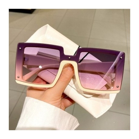 Lencsék színe: bézs-lila rózsaszín - Női Oversize négyzet alakú napszemüvegek Vintage tükör ernyők szemüveg Luxus