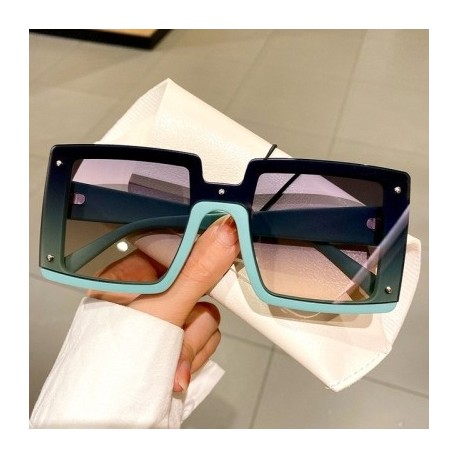 Lencsék Színe: zöld-gradiens szürke - Női Oversize négyzet alakú napszemüvegek Vintage tükör ernyők szemüveg Luxus