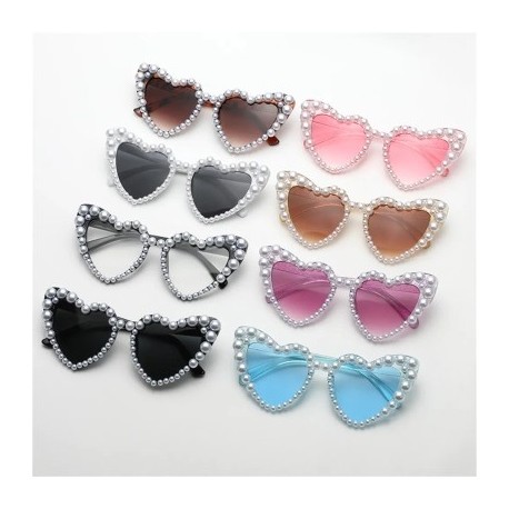 Lencsék színe: rózsaszín - Retro szív alakú gyöngykeretes napszemüveg női divatos rózsaszín szemüveg Felkapott